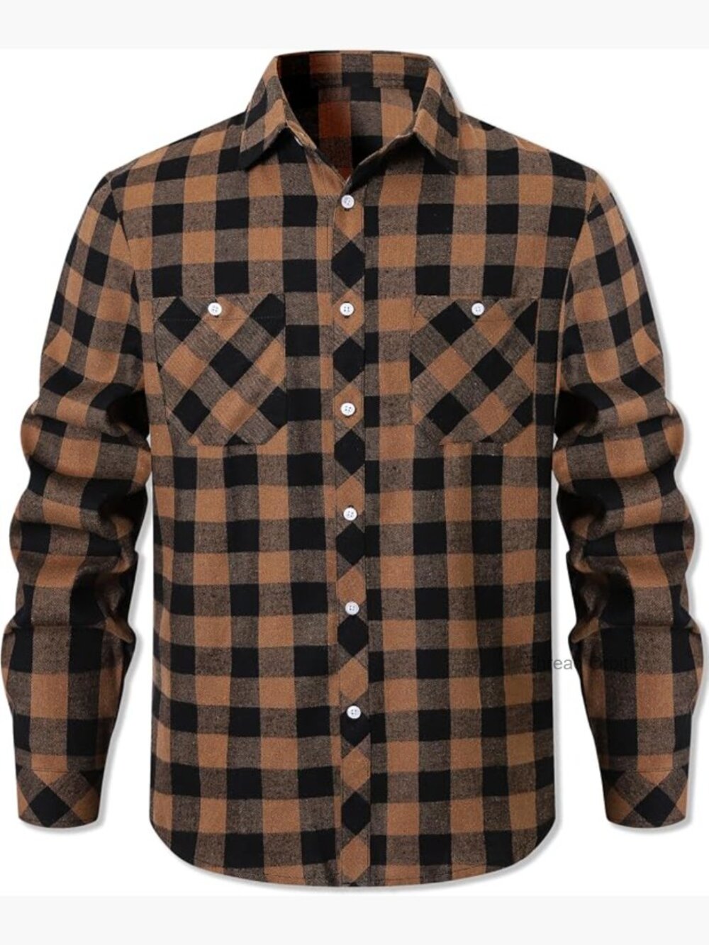 Men's Flannel Plaid Button Down Shirt Long Sleeve Double Pockets
